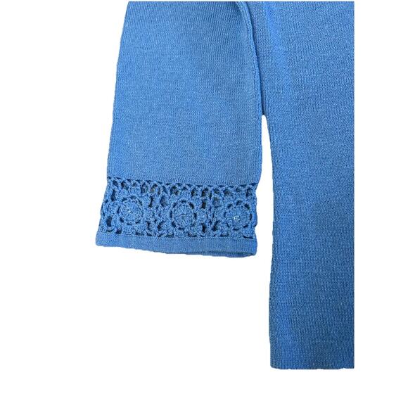 Vintage Sag Harbor Blue Periwinkle Women’s Crochet Floral Top Blouse Size S - Picture 3 of 7